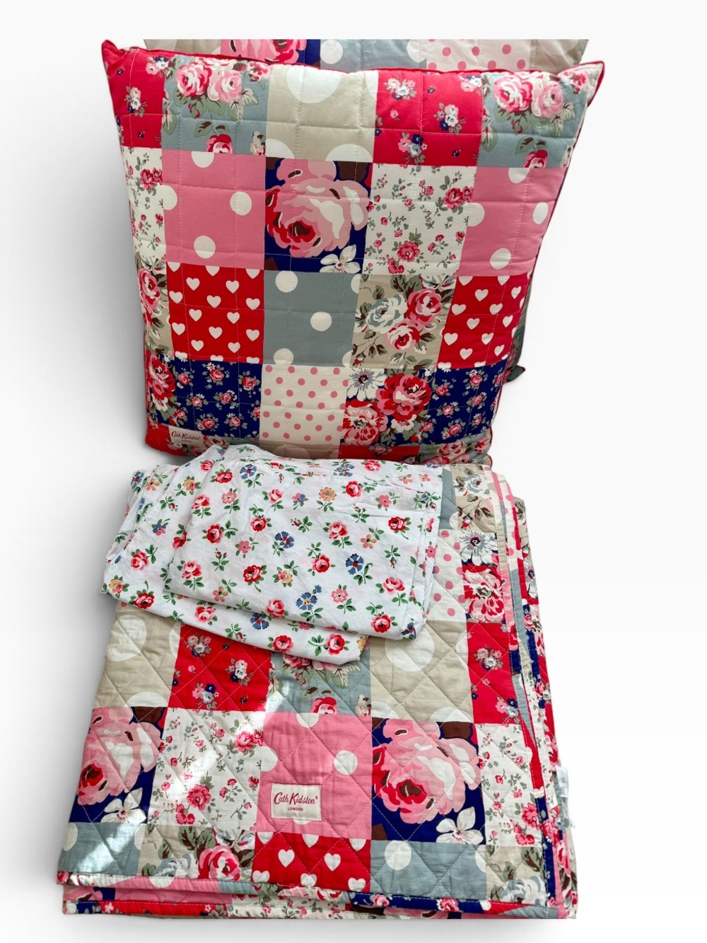 Cath Kidston Queen Size Patchwork Floral Quilt, 2 Large Pillows & 2 Shams